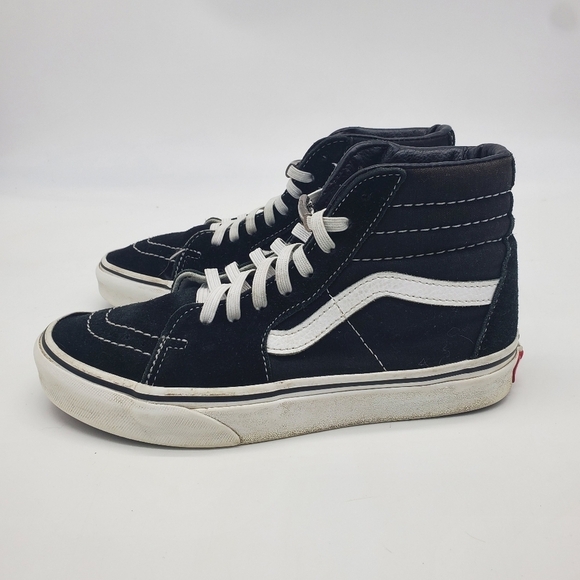 Vans Shoes Mens 5 Womens 6.5 Sk8 Hi Skateboarding Sneakers Black Suede Lace Up - Picture 14 of 14
